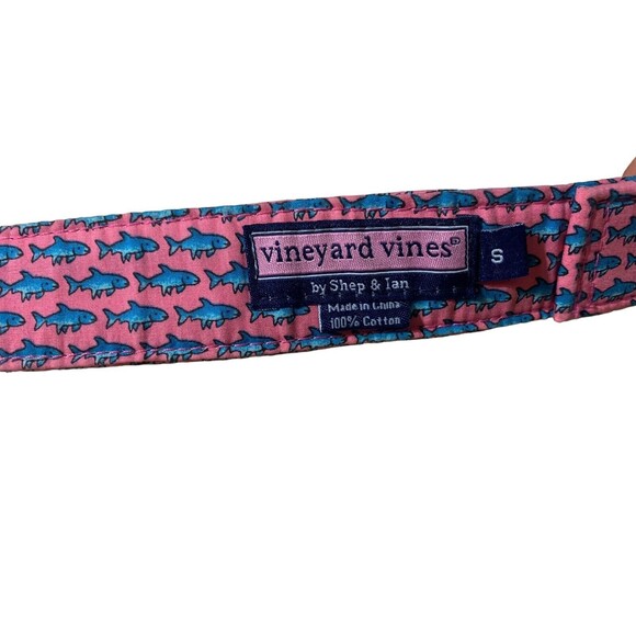Vineyard Vines Boys D-Ring Pink Canvas Shark Belt Sz S 100%Cotton Coastal Preppy - Picture 4 of 6